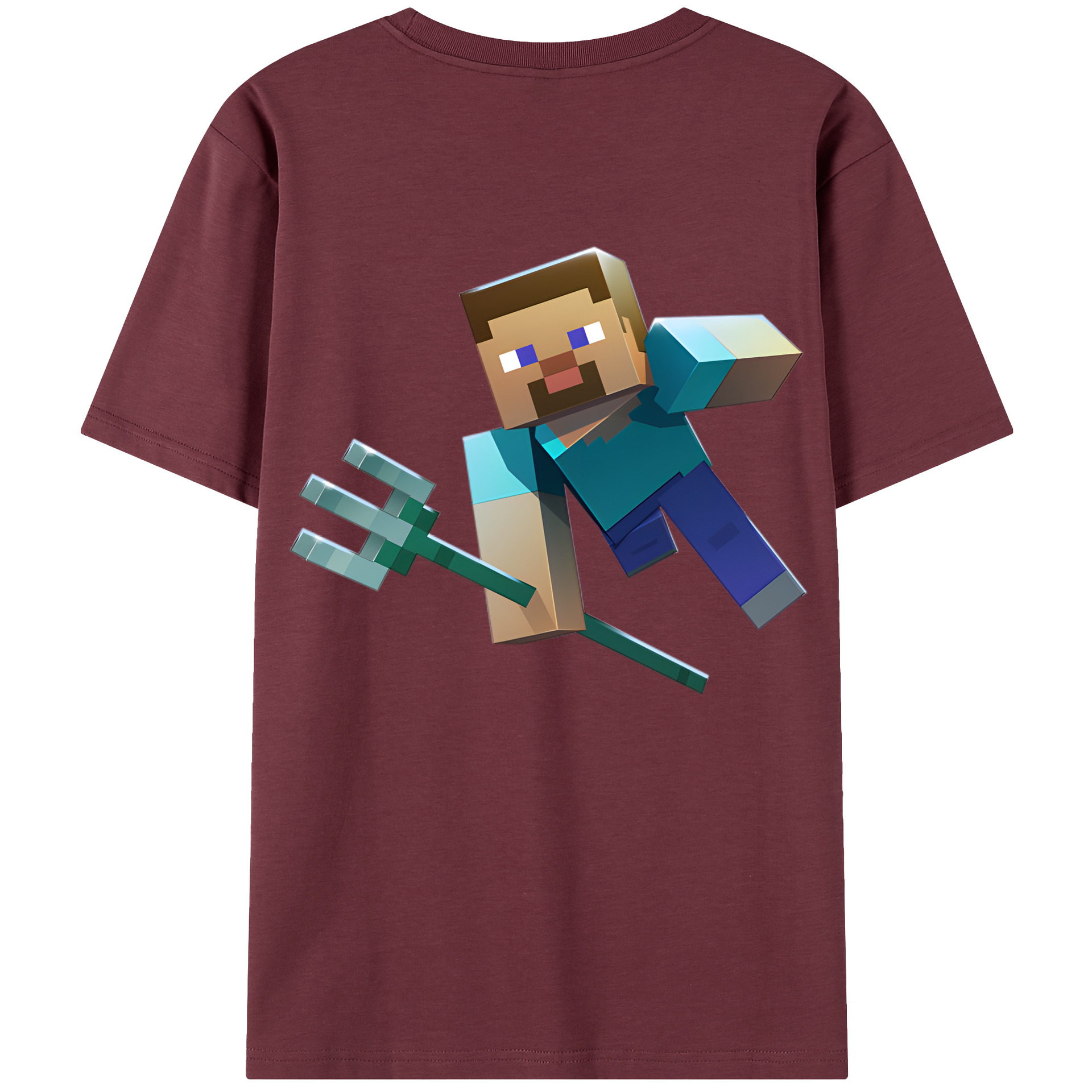 （画像用） マインクラフト ブロックの世界 Minecraft MC Block world 綿100％半袖Tシャツ（背面プリント）